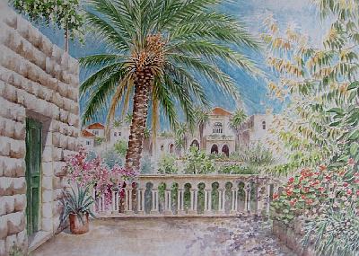 Libanon: Amchit, Aquarell von Dagmar Hodgkinson