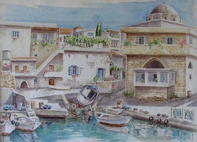 Libanon: Batroun, Aquarell von Dagmar Hodgkinson