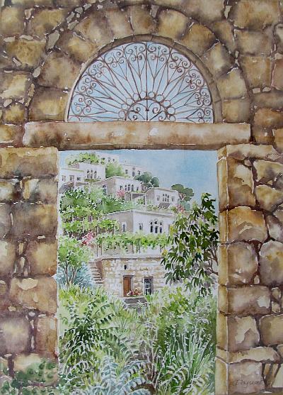 Libanon: Salima, Aquarell von Dagmar Hodgkinson