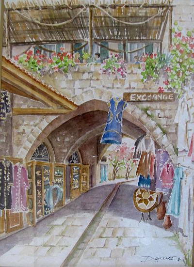 Libanon: Byblos, Aquarell von Dagmar Hodgkinson