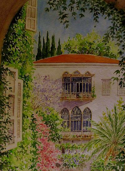 Libanon: Sursock, Aquarell von Dagmar Hodgkinson