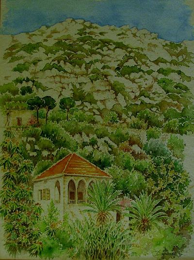 Libanon: Koubba, Aquarell von Dagmar Hodgkinson