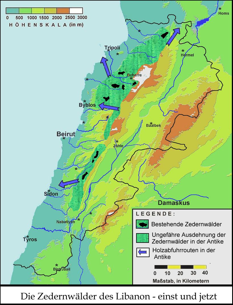 Libanon: Zedernwald Verteilungskarte